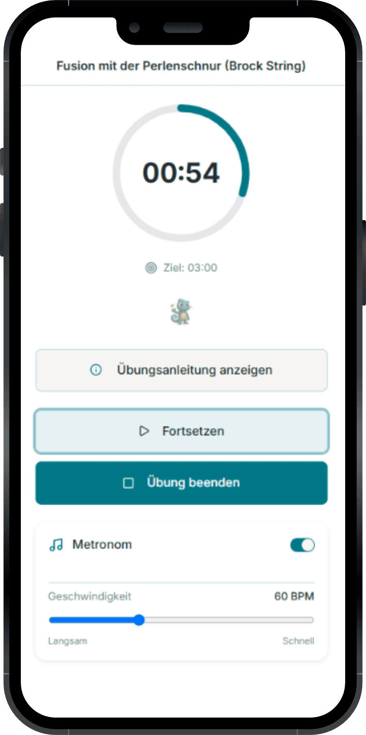 ocobii Patienten-App – laufende Übung mit Timer